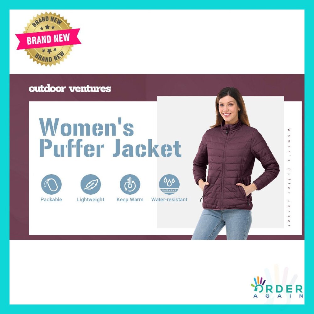 Quilted Lightweight Puffer Jacket Packable Full-Z… - image 8